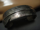 Ben Begaye Sterling Silver Feather Navajo Cuff Native American Jewelry Bracelet-Nativo Arts