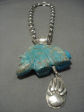 Best Native American Navajo Sterling Silver Turquoise Bear Fetish Necklace Ben Begaye-Nativo Arts