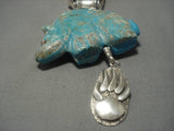 Best Native American Navajo Sterling Silver Turquoise Bear Fetish Necklace Ben Begaye-Nativo Arts