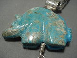 Best Native American Navajo Sterling Silver Turquoise Bear Fetish Necklace Ben Begaye-Nativo Arts