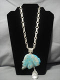 Best Native American Navajo Sterling Silver Turquoise Bear Fetish Necklace Ben Begaye-Nativo Arts