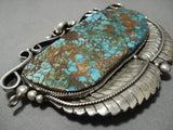 Best Vintage Native American Navajo Royston Turquoise Sterling Silver Buckle Pendant Necklace-Nativo Arts