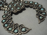 Best Vintage Native American Navajo Snake Eye Turquoise Sterling Silver Squahs Blossom Necklace-Nativo Arts
