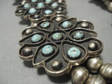 Best Vintage Native American Navajo Snake Eye Turquoise Sterling Silver Squahs Blossom Necklace-Nativo Arts
