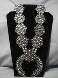 Best Vintage Native American Navajo Snake Eye Turquoise Sterling Silver Squahs Blossom Necklace-Nativo Arts