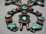 Best Vintage Native American Navajo Turquoise Kachina Sterling Silver Squash Blossom Necklace-Nativo Arts