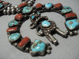 Best Vintage Native American Navajo Turquoise Kachina Sterling Silver Squash Blossom Necklace-Nativo Arts