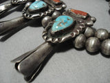 Best Vintage Native American Navajo Turquoise Kachina Sterling Silver Squash Blossom Necklace-Nativo Arts