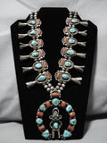 Best Vintage Native American Navajo Turquoise Kachina Sterling Silver Squash Blossom Necklace-Nativo Arts