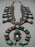 Best Vintage Native American Navajo Turquoise Kachina Sterling Silver Squash Blossom Necklace-Nativo Arts
