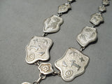Native American Rare Vintage Santo Domingo Petroglyph Sterling Silver Necklace-Nativo Arts