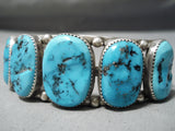 Incredible Vintage Native American Navajo Sleeping Beauty Turquoise Sterling Silver Bracelet Old-Nativo Arts