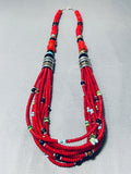 Singer Authentic Native American Navajo Coral Turquoise Sterling Silver Necklace-Nativo Arts