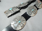 519 Gram Cross Vintage Native American Navajo Signed Turquoise Sterling Silver Concho Belt-Nativo Arts