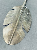 Huge Important Vintage Native American Navajo Sterling Silver Feather Tier Necklace-Nativo Arts