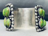 107 Grams Heavy Gaspeite Vintage Sterling Silver Bracelet Cuff-Nativo Arts