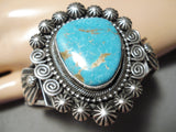 Fantastic Vintage Native American Navajo Old Kingman Turquoise Sterling Silver Bracelet-Nativo Arts