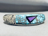 One Of The Best Vintage Native American Navajo Larry Castillo Turquoise Sterling Silver Bracelet-Nativo Arts