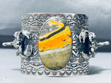 Huge Honeybee Jasper Native American Sterling Silver Scorpion Bracelet-Nativo Arts