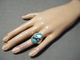 Striking Vintage Native American Navajo Sleeping Beauty Turquoise Sterling Silver Ring-Nativo Arts