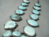 456 Grams Big Vintage Native American Navajo Turquoise Sterling Silver Squash Blossom Necklace-Nativo Arts