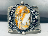 One Of The Most Unique Orange Agate Vintate Native American Navajo Sterling Silver Bracelet-Nativo Arts