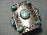 One Of The Biggest Vintage Native American Navajo #8 Turquoise Sterling Silver Bracelet Cuff Old-Nativo Arts