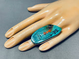 Native American The Most Intricately Hand Carved Turquoise Maiden Sterling Silver Zuni Ring-Nativo Arts