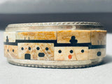 6-1/2' Wrist Vintage Native American Zuni Pueblo Turquoise Inlay Sterling Silver Bracelet-Nativo Arts