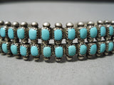 Museum Vintage Zuni Native American Squared Turquoise Sterling Silver Bracelet-Nativo Arts