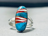 Radiant Native American Navajo Inlay Kingman Turquoise Synthetic Opal Sterling Silver Ring-Nativo Arts