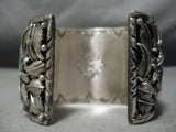 Very Heavy Native American Navajo Turquoise Buffalo Sterling Silver Bracelet- 200 Grams-Nativo Arts