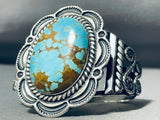 One Of The Best Native American Navajo Domed #8 Turquoise Sterling Silver Bracelet-Nativo Arts