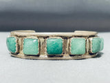 Amazing Vintage Native American Navajo 9 Jade Squares Sterling Silver Bracelet-Nativo Arts
