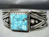 Authentic Albert Jake Native American Navajo High Grade Turquoise Sterling Silver Bracelet-Nativo Arts