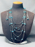 Enticing Vintage Native American Navajo Oldkingman Turquoise Sterlingsilver Necklace Earring Set-Nativo Arts