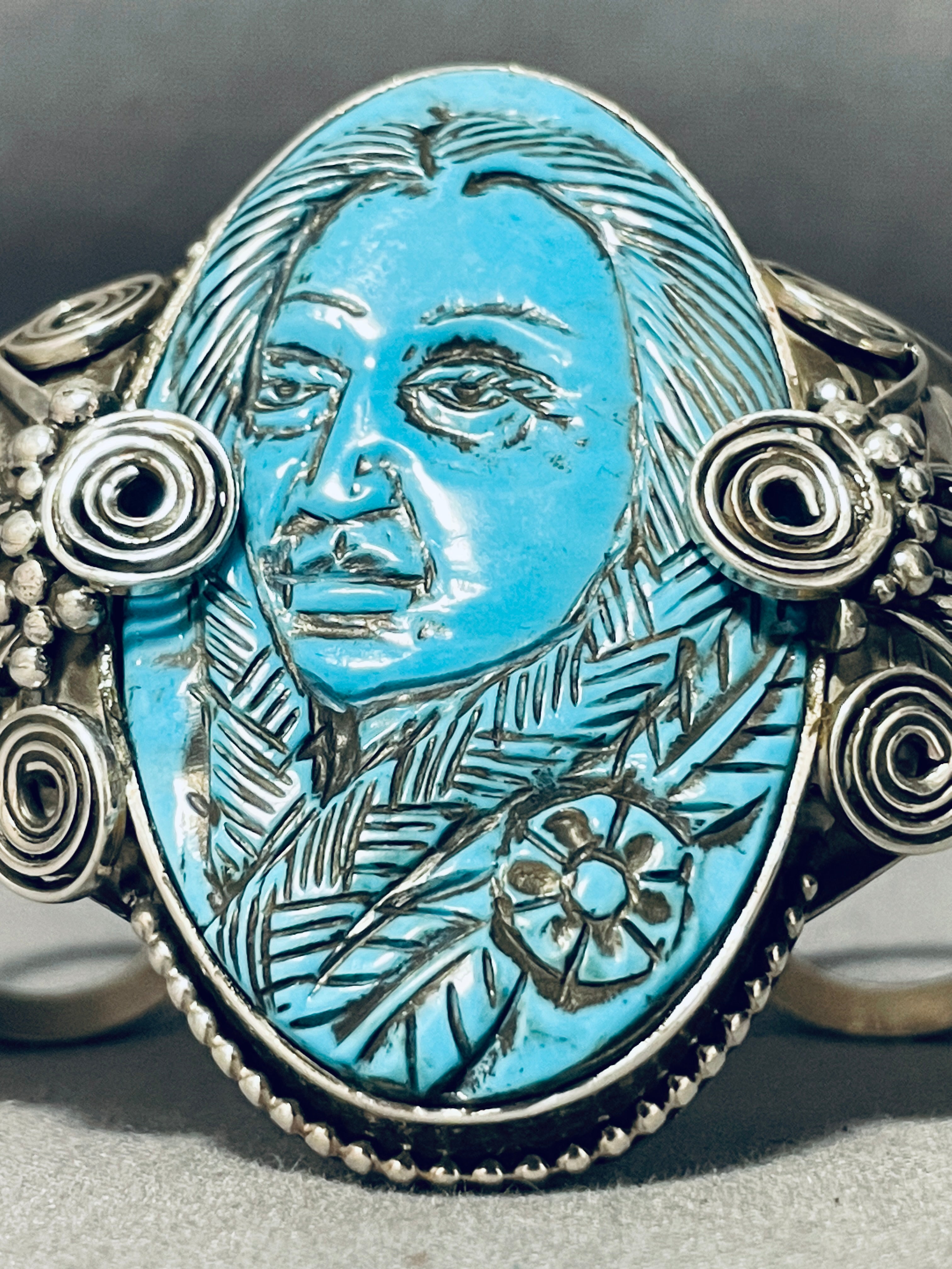 Important Vintage Francisco Gomez Hand Carved Turquoise Sterling Silve –  Nativo Arts