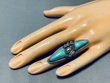 Tremendous Vintage Native American Navajo Turquoise Sterling Silver Ring-Nativo Arts