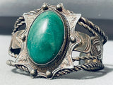 Early Heavy Vintage Native American Navajo Green Turquoise Sterling Silver Bracelet-Nativo Arts