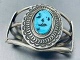Unique Vintage Native American Zuni Signed Sleeping Beauty Turquoise Sterling Silver Bracelet-Nativo Arts