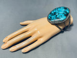 Anna Signed Vintage Native American Navajo Spiderweb Turquoise Sterling Silver Bracelet-Nativo Arts