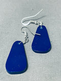 Native American Beautifil Midnight Lapis Navajo Sterling Silver Earrings-Nativo Arts