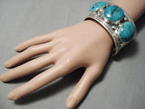 Important Vintage Native American Navajo Domed Spiderweb Turquoise Sterling Silver Bracelet-Nativo Arts