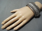 Superb Vintage Native American Navajo Sterling Silver Solid Cuff-Nativo Arts