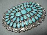 Joey Wilson Vintage Native American Navajo Turquoise Cluster Sterling Silver Pin Huge-Nativo Arts