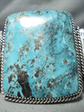 One Of The Biggest Craziest Native American Navajo Squared Turquoise Sterling Silver Bracelet-Nativo Arts
