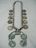 Very Old Vintage Native American Navajo Coin Sterling Silver Squash Blossom Necklace-Nativo Arts