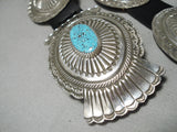 Magnificent Vintage Native American Navajo Old Kingman Turquoise Sterling Silver Concho Belt-Nativo Arts