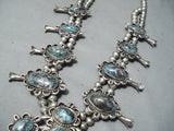 Best Vintage Native American Navajo Bisbee Turquoise Sterling Silver Squash Blososm Necklace-Nativo Arts