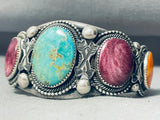 Crossed Arrows Vintage Native American Navajo Turquoise Shell Sterling Silver Bracelet-Nativo Arts